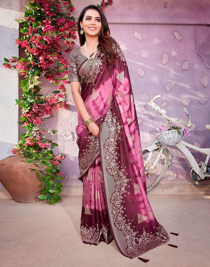 Pink Cotton Woven Saree