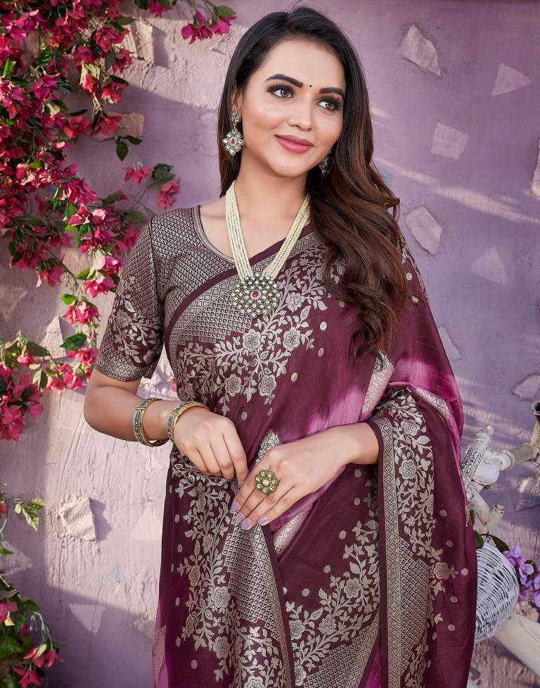 Pink Cotton Woven Saree