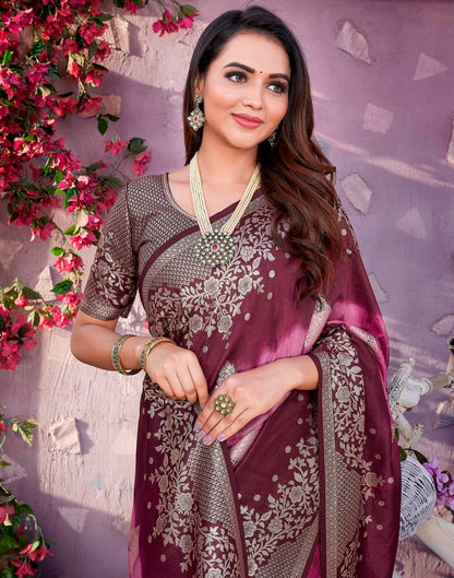 Pink Cotton Woven Saree