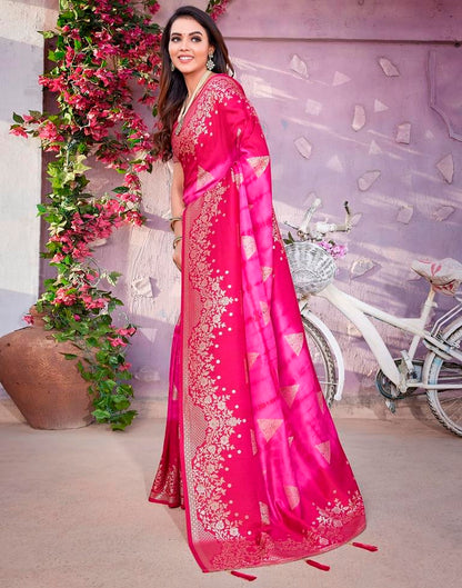 Pink Cotton Woven Saree