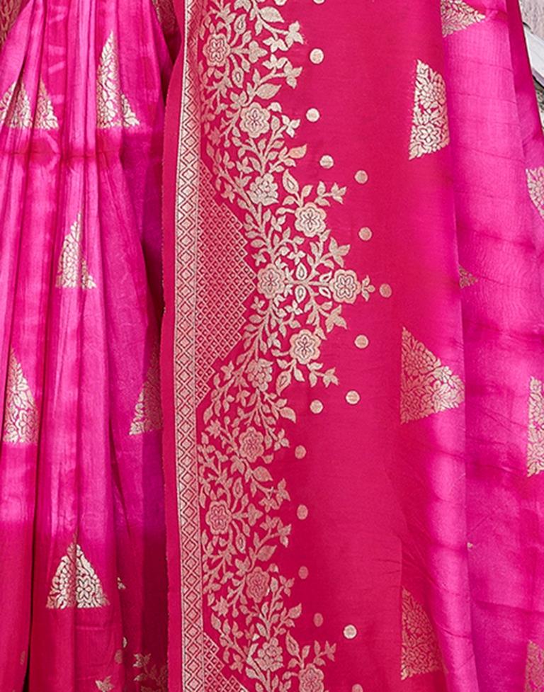 Pink Cotton Woven Saree