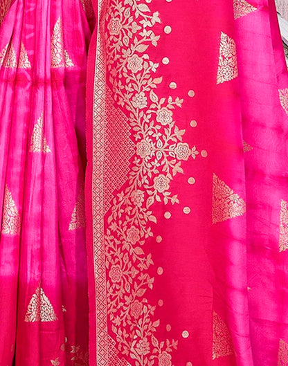 Pink Cotton Woven Saree