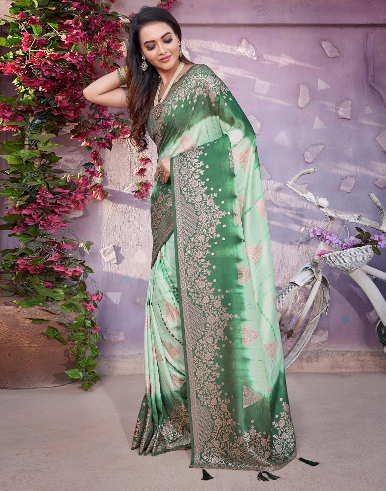 Olive Green Cotton Woven Saree