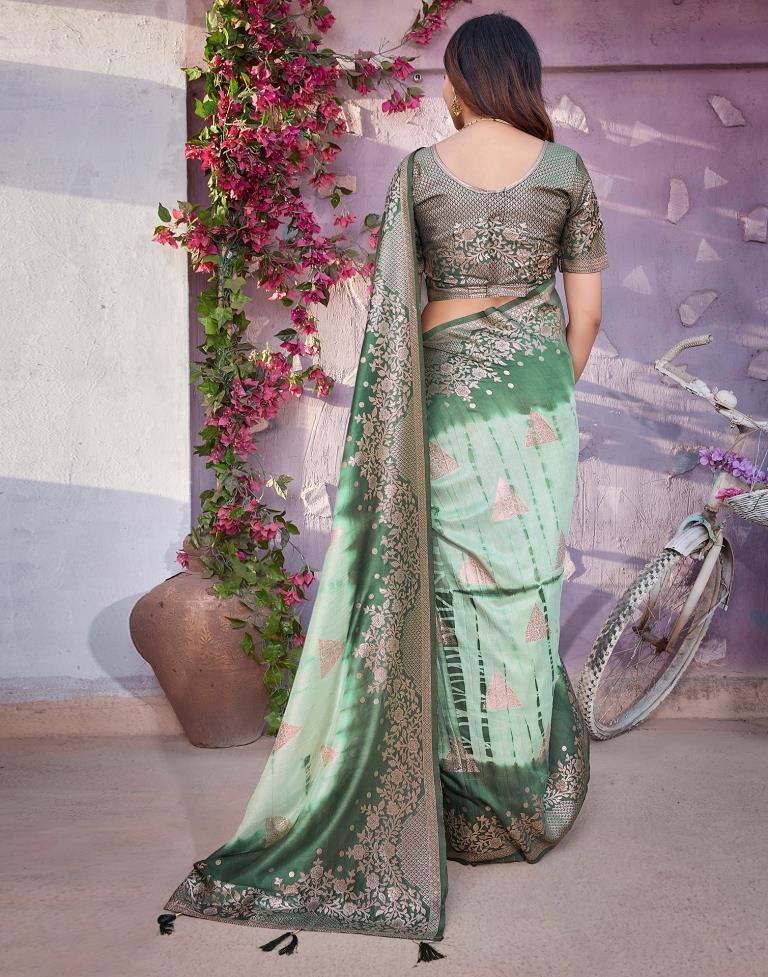 Olive Green Cotton Woven Saree