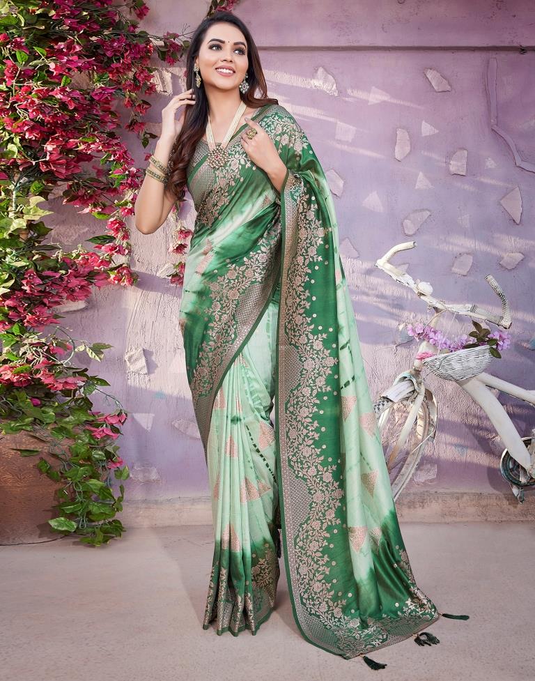 Olive Green Cotton Woven Saree