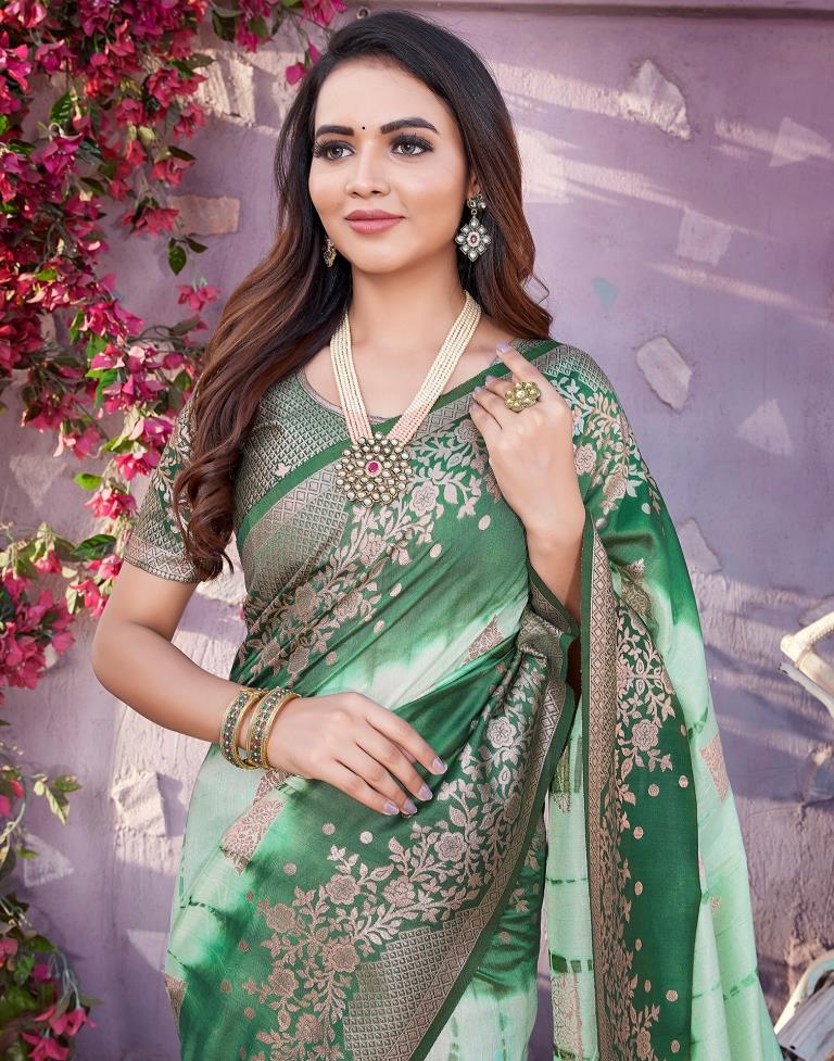 Olive Green Cotton Woven Saree