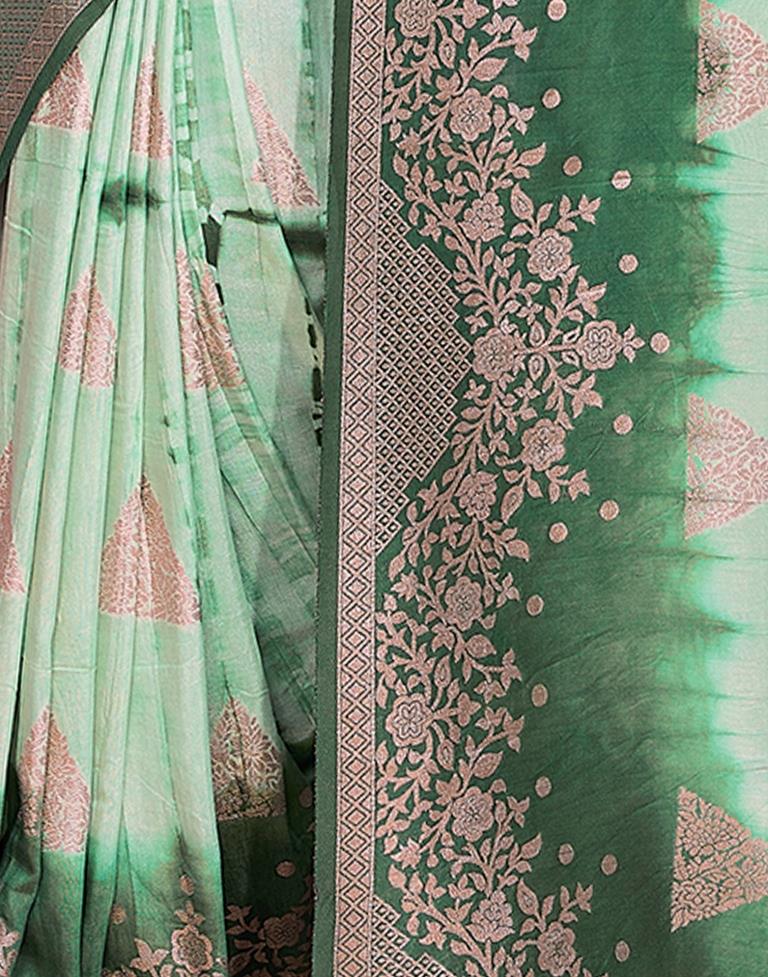 Olive Green Cotton Woven Saree