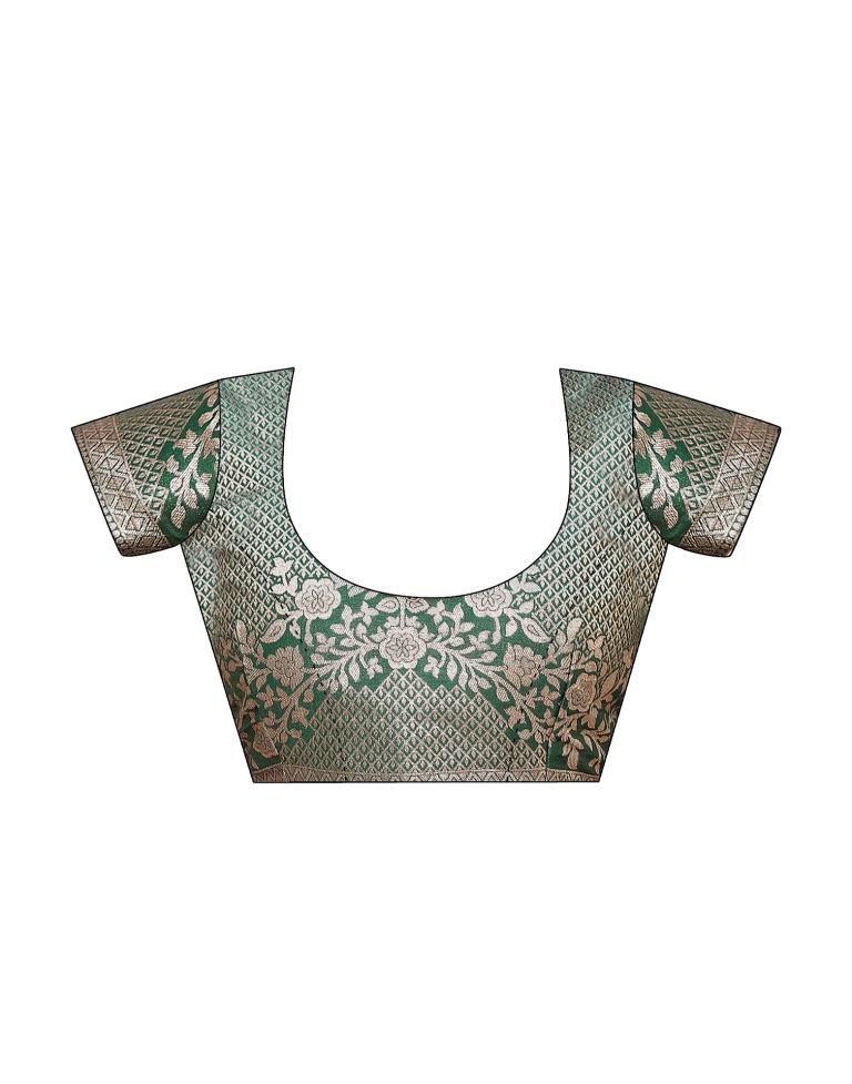 Olive Green Cotton Woven Saree