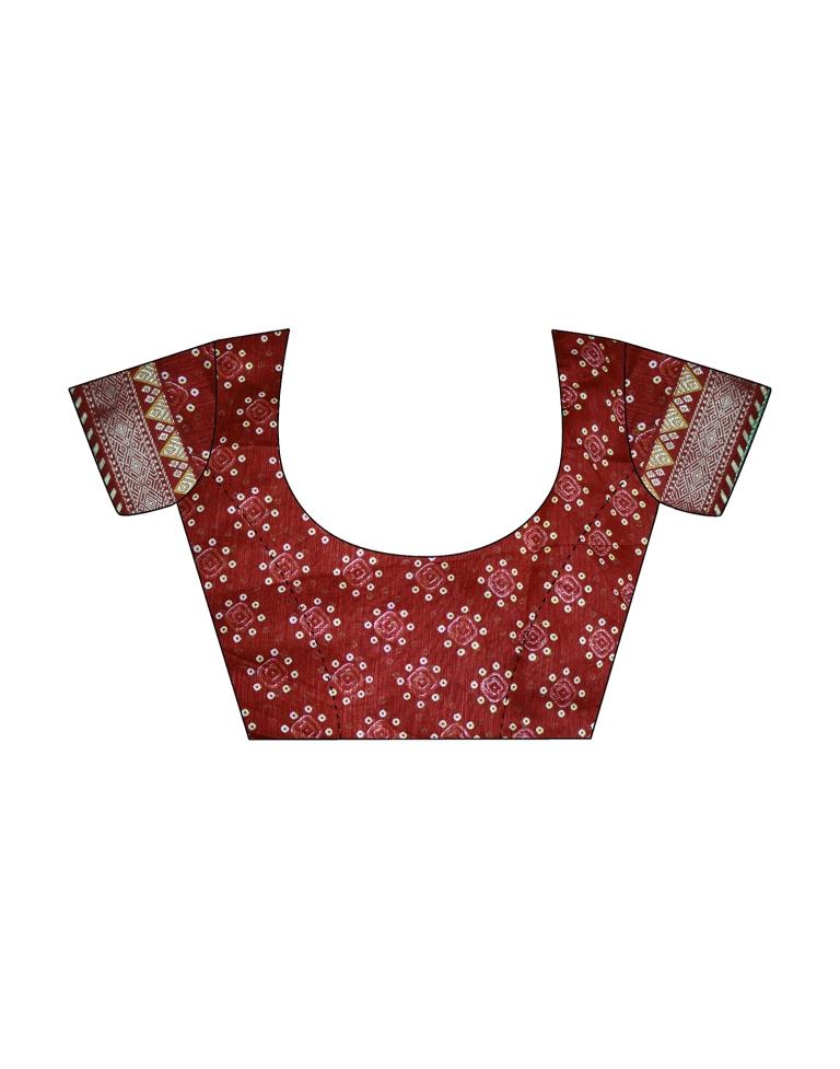 Red Chiffon Bandhani Saree