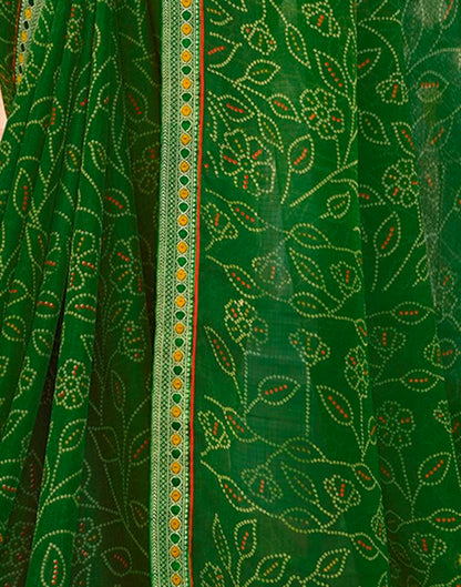 Olive Green Chiffon Bandhani Saree