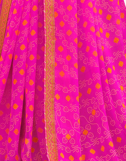 Rani Pink Chiffon Bandhani Saree