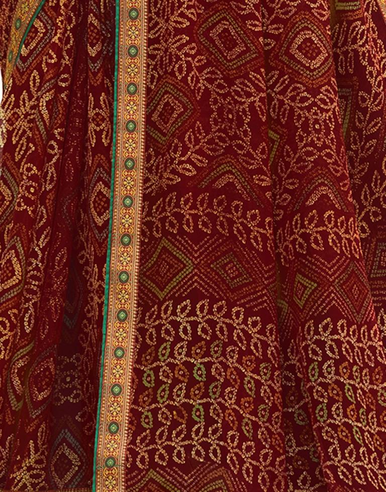 Maroon Chiffon Bandhani Saree