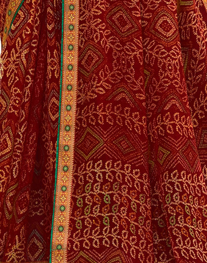 Maroon Chiffon Bandhani Saree