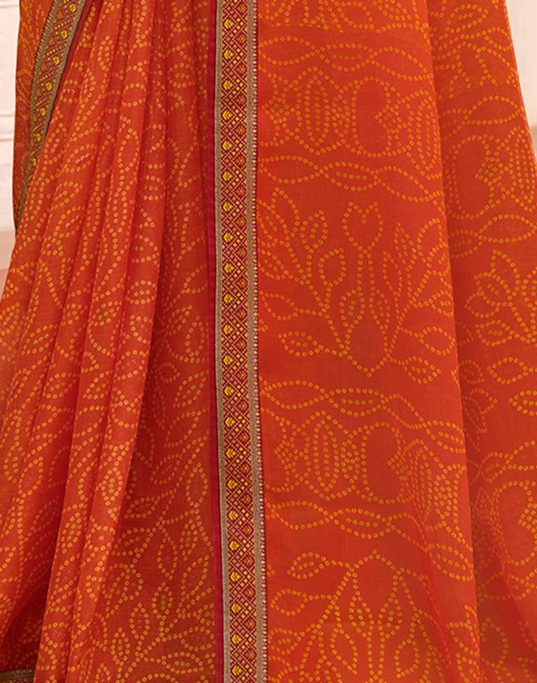 Orange Chiffon Bandhani Saree