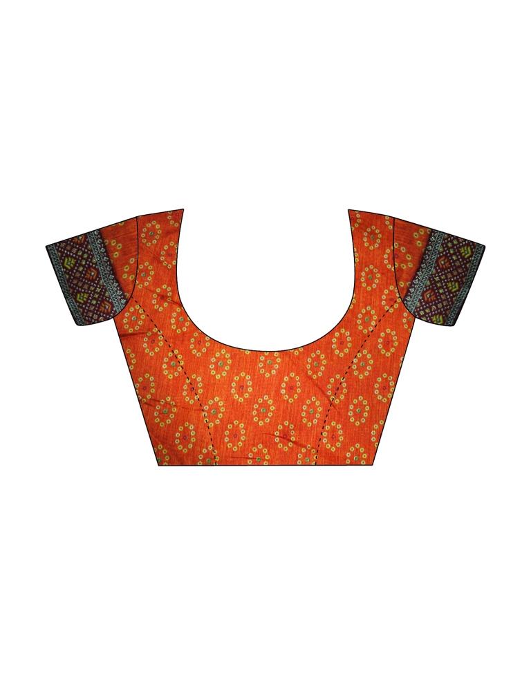Orange Chiffon Bandhani Saree