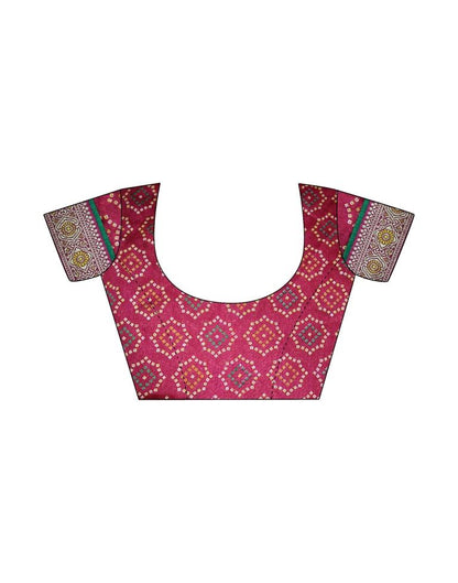 Dark Pink Chiffon Bandhani Saree