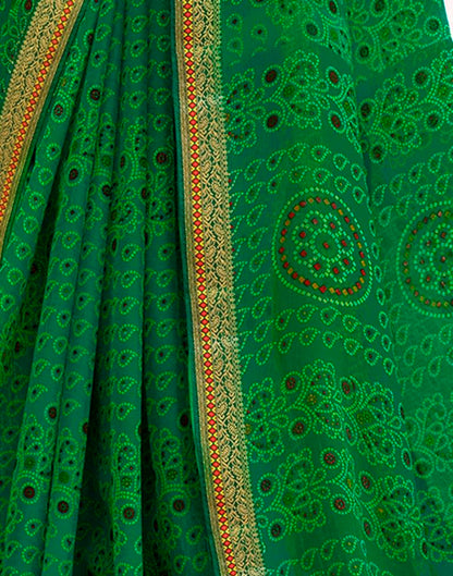 Green Chiffon Bandhani Saree