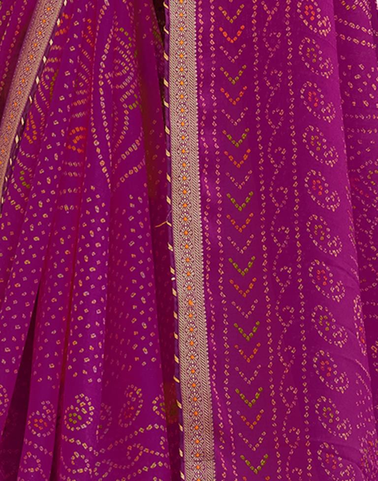 Magenta Chiffon Bandhani Saree