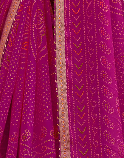 Magenta Chiffon Bandhani Saree