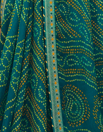 Turquoise Chiffon Bandhani Saree