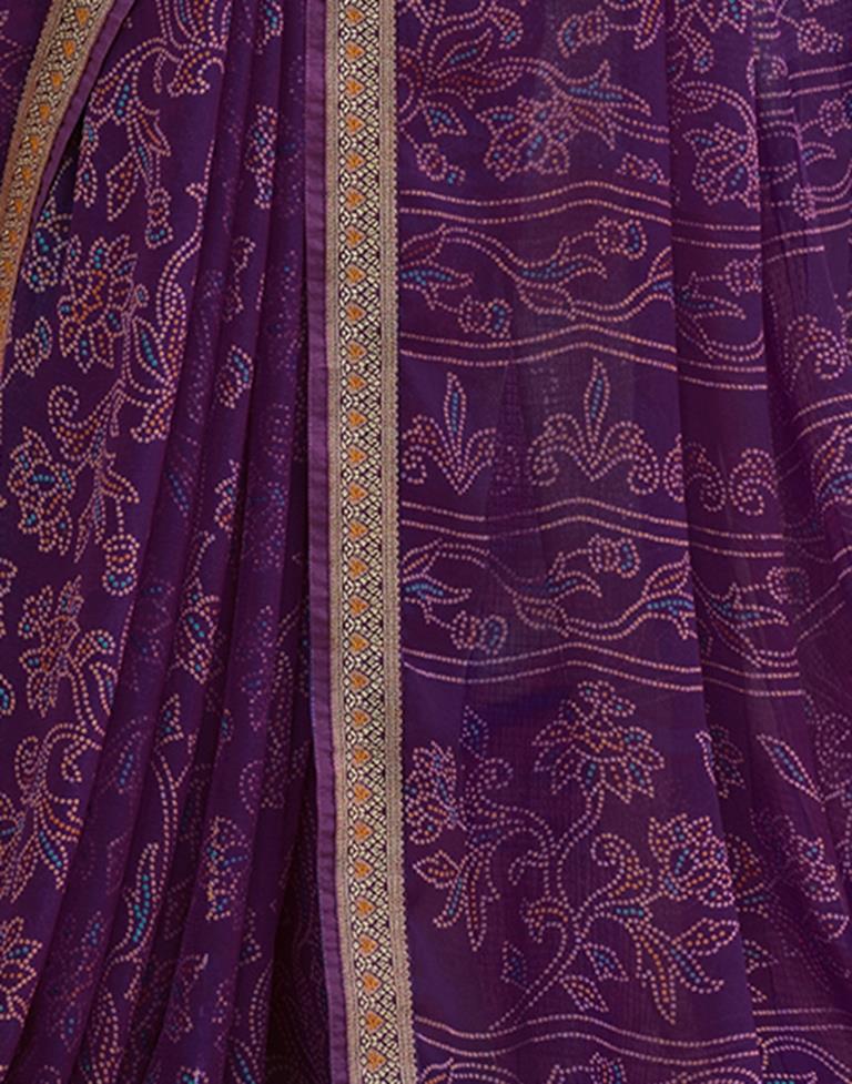 Purple Chiffon Bandhani Saree