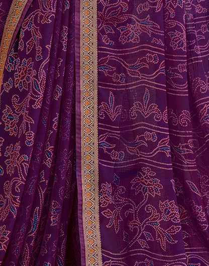Purple Chiffon Bandhani Saree