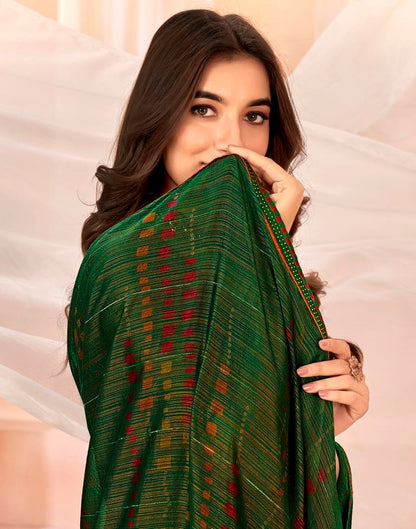 Green Chiffon Printed Saree