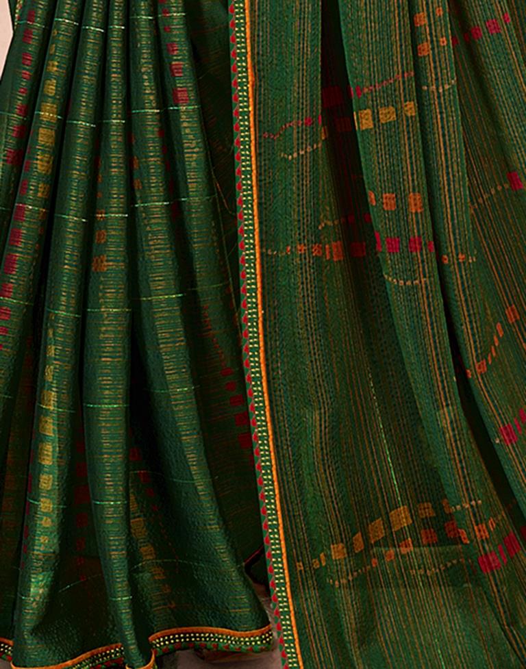 Green Chiffon Printed Saree