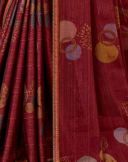 Wine Chiffon Printed Saree