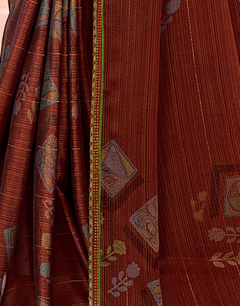 Maroon Chiffon Printed Saree