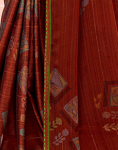 Maroon Chiffon Printed Saree