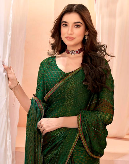 Green Chiffon Printed Saree