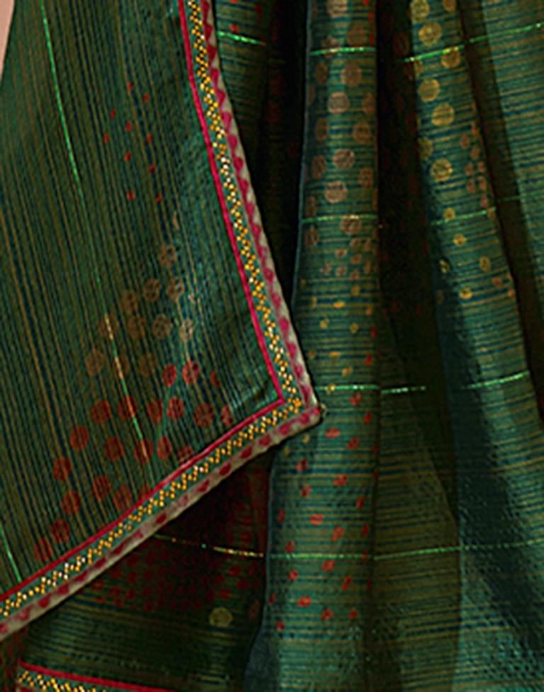 Green Chiffon Printed Saree