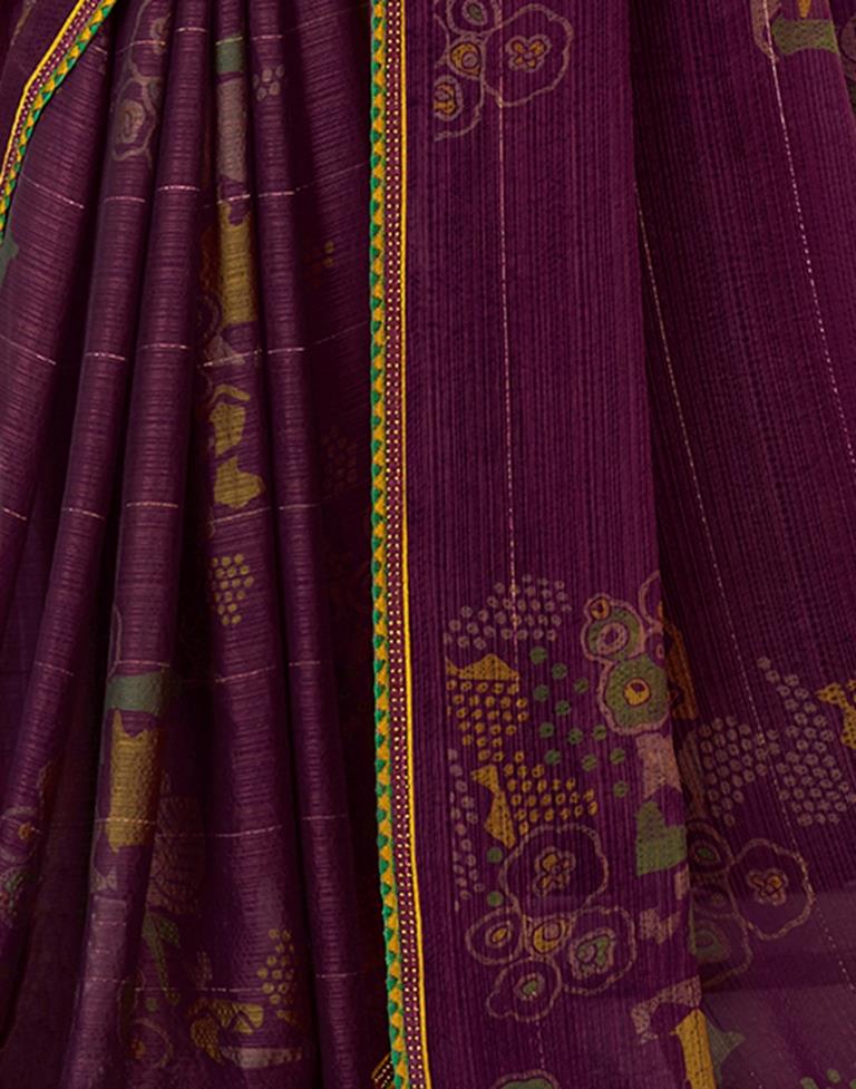 Magenta Chiffon Printed Saree