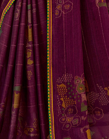 Magenta Chiffon Printed Saree