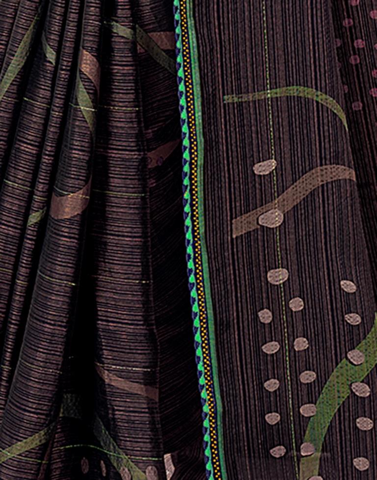 Navy Blue Chiffon Printed Saree