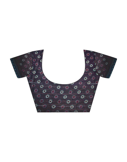 Navy Blue Chiffon Printed Saree