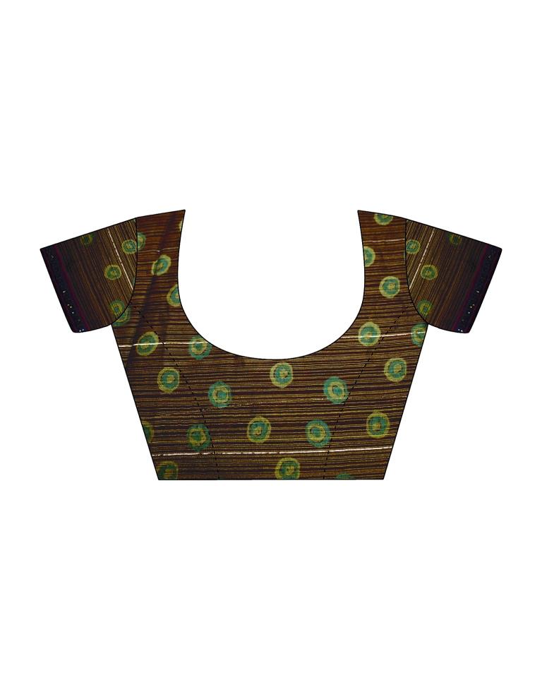 Brown Chiffon Printed Saree