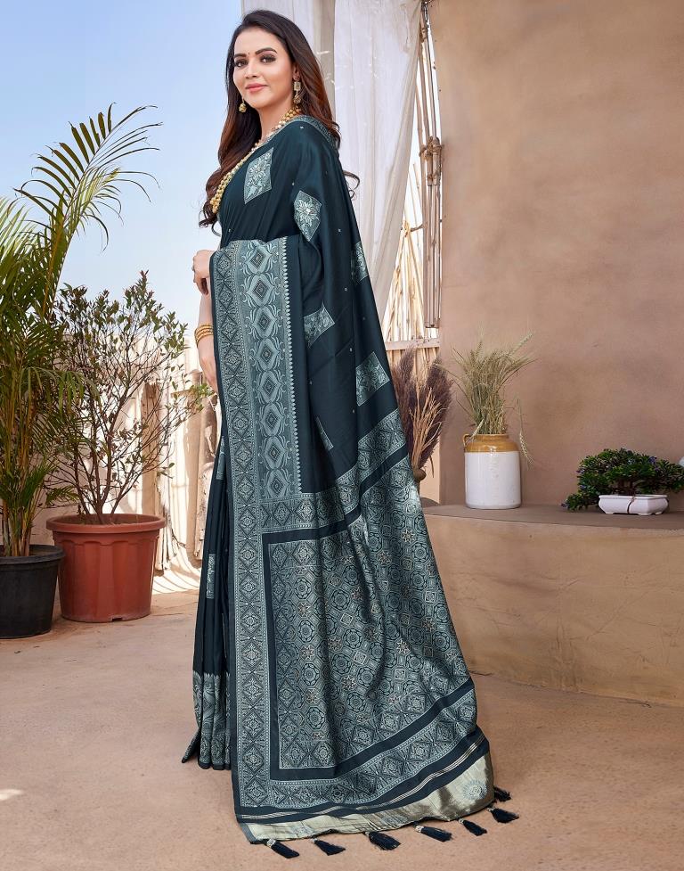 Rama Blue Silk Woven Saree