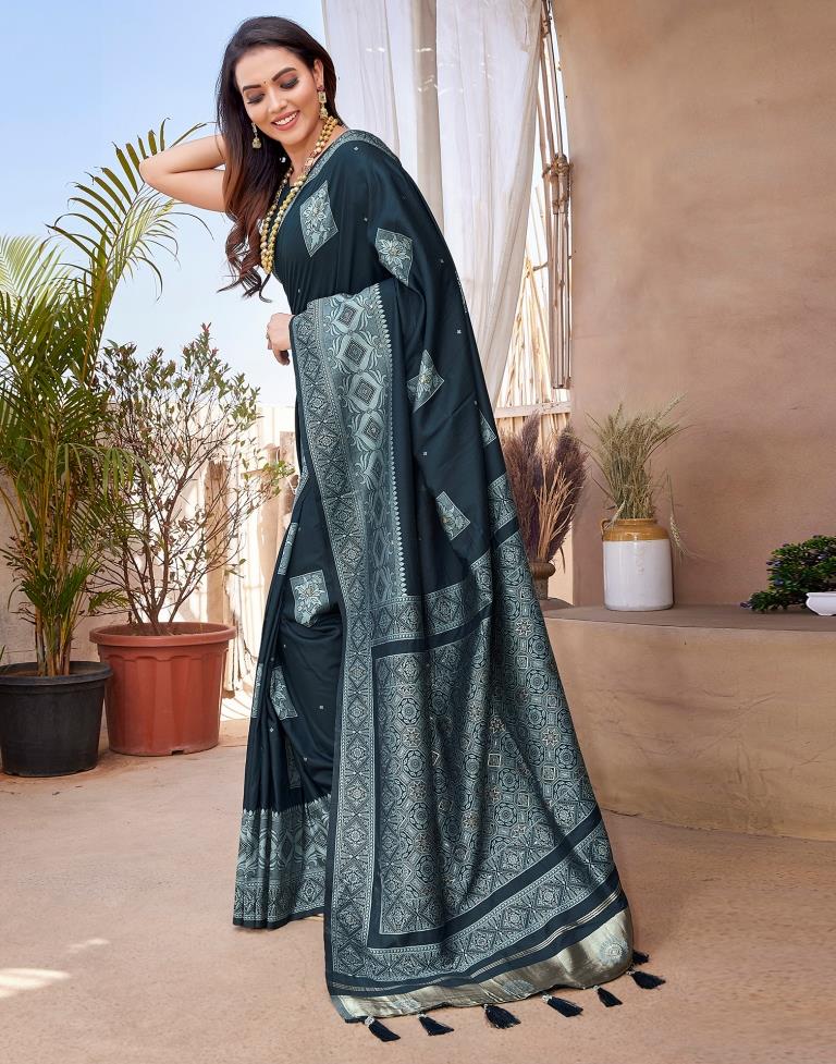 Rama Blue Silk Woven Saree