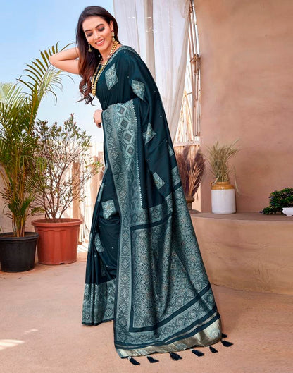 Rama Blue Silk Woven Saree