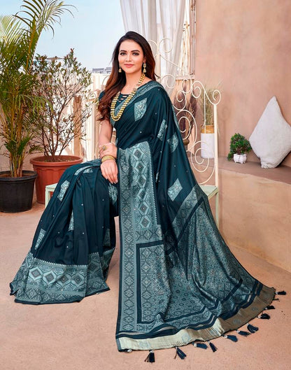 Rama Blue Silk Woven Saree