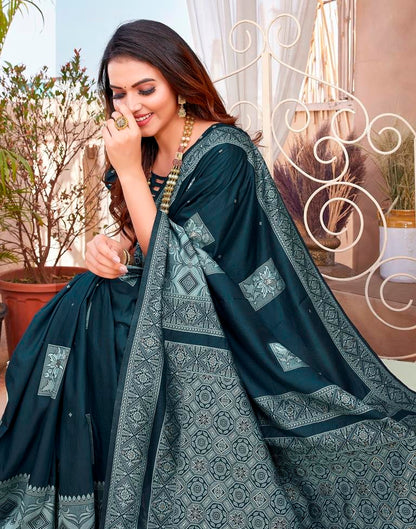 Rama Blue Silk Woven Saree