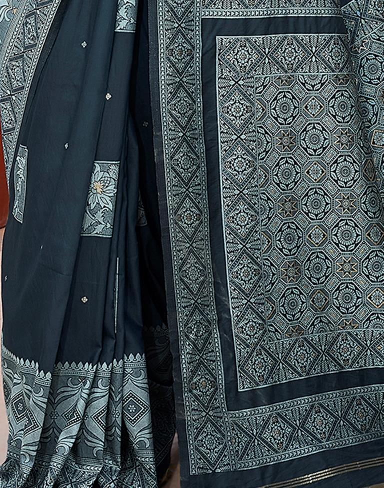 Rama Blue Silk Woven Saree