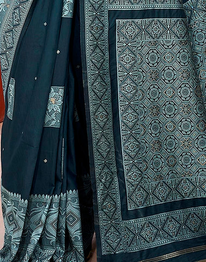 Rama Blue Silk Woven Saree