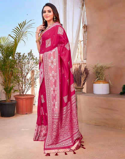 Pink Silk Woven Saree