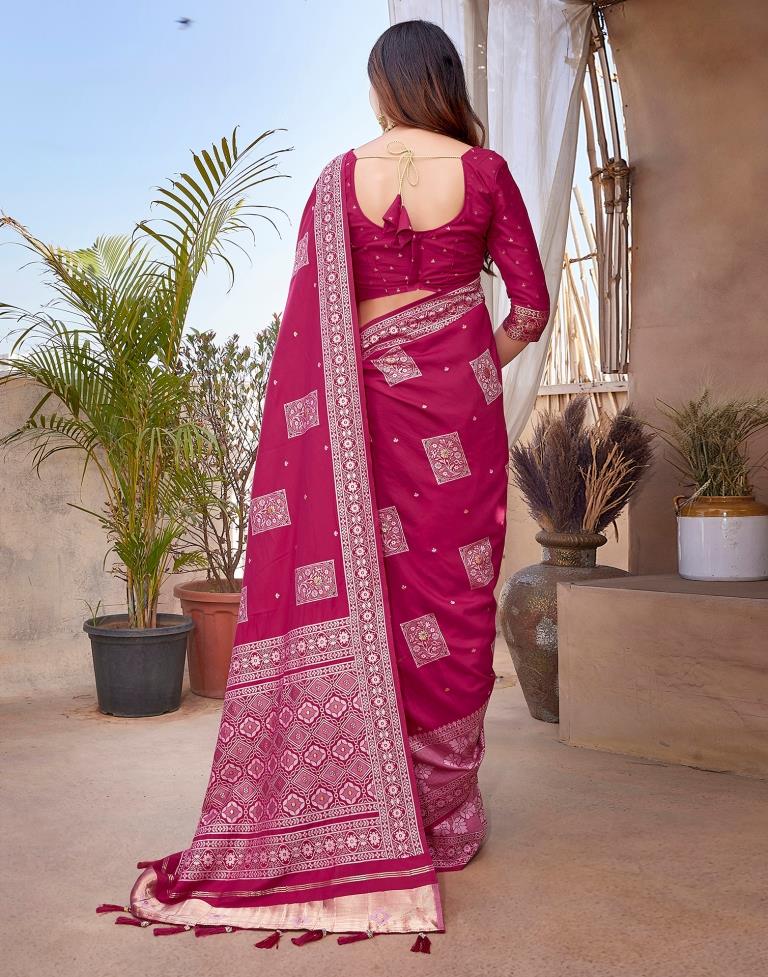 Pink Silk Woven Saree