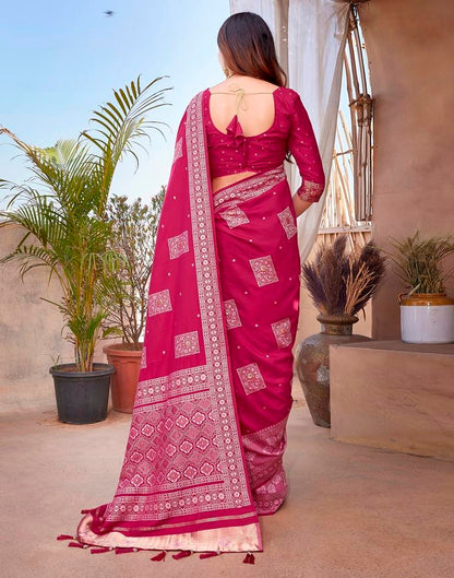 Pink Silk Woven Saree