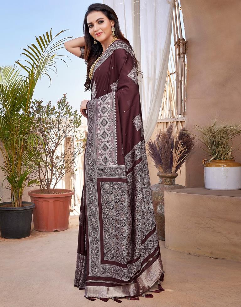 Maroon Silk Woven Saree