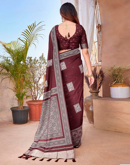 Maroon Silk Woven Saree